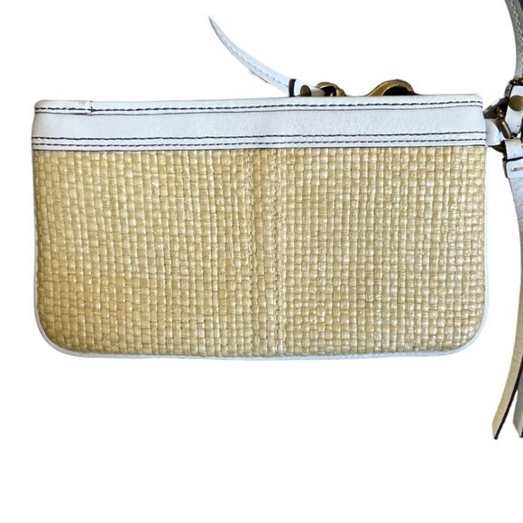 Coach Legacy Straw Leather Wristlet, White - Picture 2 of 4